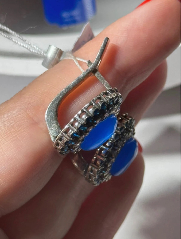 New Natural Agate & Sterling Silver 925 Jewelry Earrings