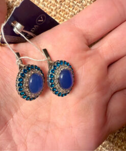 New Natural Agate & Sterling Silver 925 Jewelry Earrings