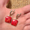 Stunning Square Coral Silver Earrings