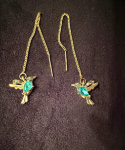 Silver Hummingbird Earrings with Cubic Zirconia#33
