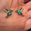 Silver Hummingbird Earrings with Cubic Zirconia#33