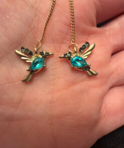 Silver Hummingbird Earrings with Cubic Zirconia#33