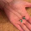 Silver Hummingbird Earrings with Cubic Zirconia#33