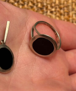 925 Sterling Silver and Onyx Set: Ring Size K 1/2 and Pendant #11