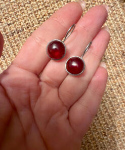 Sterling silver earrings with natural garnet#116