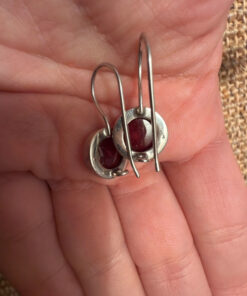 Sterling silver earrings with natural garnet