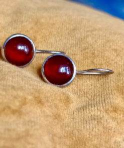 Sterling silver earrings with natural garnet#116