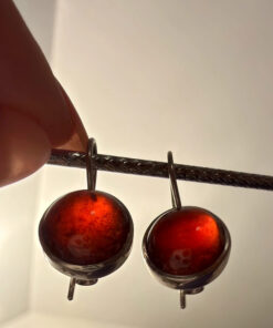 Sterling silver earrings with natural garnet