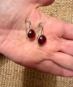 Sterling silver earrings with natural garnet