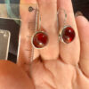 Sterling silver earrings with natural garnet#116