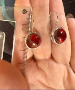 Sterling silver earrings with natural garnet