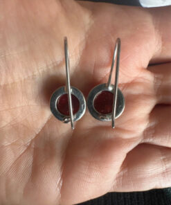 Sterling silver earrings with natural garnet