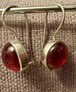Sterling silver earrings with natural garnet