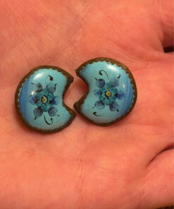 Soviet enamel Finift copper clip-on earrings #47