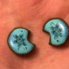 Soviet enamel Finift copper clip-on earrings #47