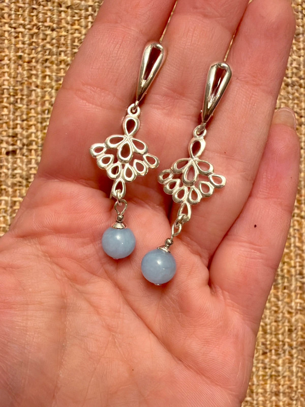 Sterling Silver earrings with natural angelite