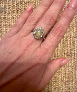 925 sterling silver ring with natural beryl and opal, new, size P
