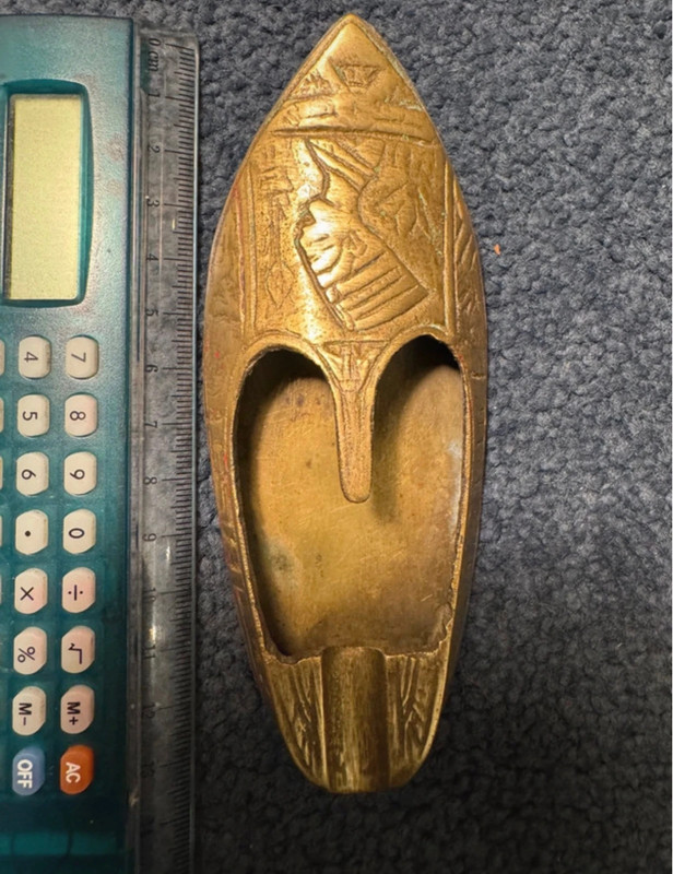 Vintage brass ashtray in the shape of a shoe. 50s