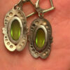 Vintage Soviet silver earrings with natural peridot#50
