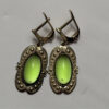 Vintage Soviet silver earrings with natural peridot#50