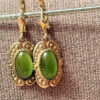 Vintage Soviet silver earrings with natural peridot#50