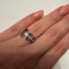 Incredibly beautiful new silver ring with three amethysts, size L (50).