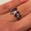 Incredibly beautiful new silver ring with three amethysts, size L (50).