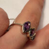 Incredibly beautiful new silver ring with three amethysts, size L (50).