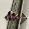 Incredibly beautiful new silver ring with three amethysts, size L (50).