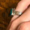 Antique silver ring with natural malachite, triangle shape, size m#18