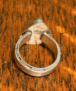 Antique silver ring with natural malachite, triangle shape, size m