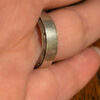 Antique silver ring with natural malachite, triangle shape, size m#18