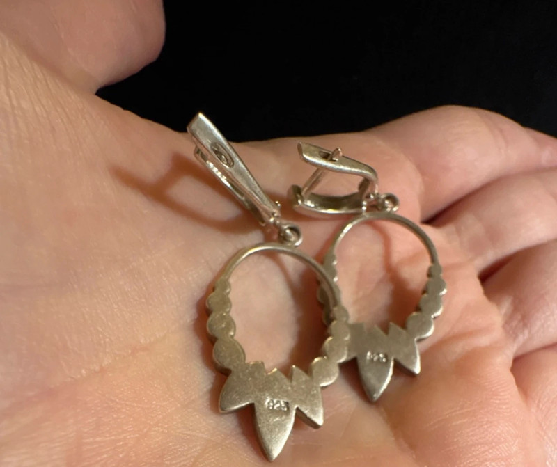 Tuscany sterling silver, 925 hallmark, Mother of Pearl earrings(#29)
