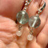 Silver earrings with Morganite and natural rose quartz #29