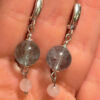 Silver earrings with Morganite and natural rose quartz #29