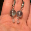 Silver earrings with Morganite and natural rose quartz #29