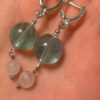 Silver earrings with Morganite and natural rose quartz #29