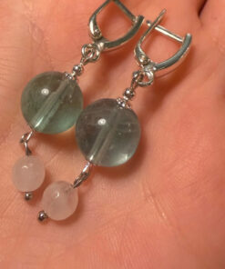 Silver earrings with Morganite and natural rose quartz