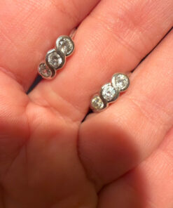 Silver hoop earrings with stones