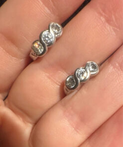 Silver hoop earrings with stones #5