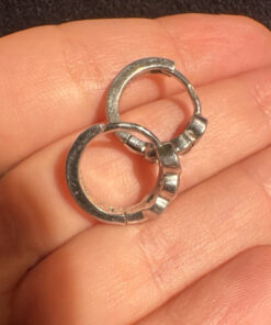 Silver hoop earrings with stones