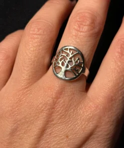925 Sterling Silver Shiny health Tree Of Life Motif Uk size O (#16)