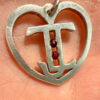 Silver heart with garnet #109