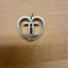 Silver heart with garnet #109