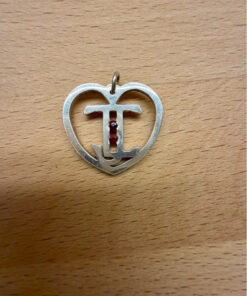 Silver heart with garnet