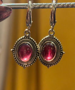 Incredible vintage sterling silver earth natural garnet #34