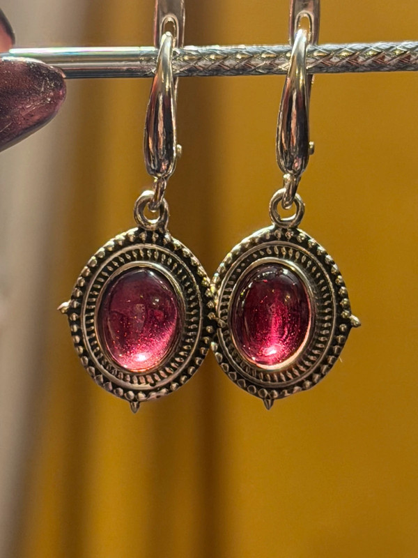 Incredible vintage sterling silver earth natural garnet #34