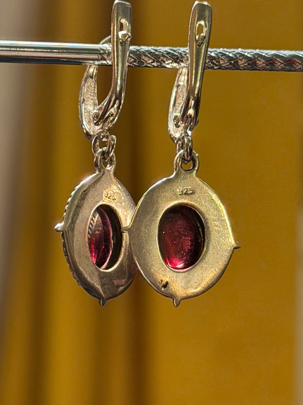 Incredible vintage sterling silver earth natural garnet #34