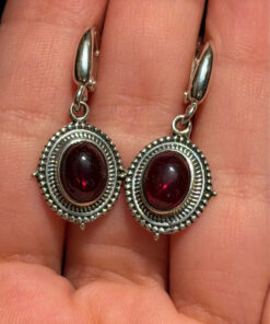 Incredible vintage sterling silver earth natural garnet #34