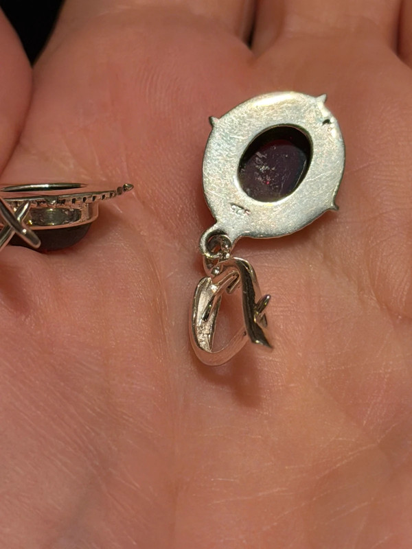 Incredible vintage sterling silver earth natural garnet #34